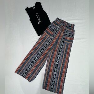 Fashion Nova Multicolor Tribal Wide-Leg Pants